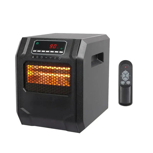 Portable Space Heater, 750W/1500W Small Infrared Heater w/ Remote, LED Display, 3 WorModes, Safe Electric Heater for Home Office Bedroom with Overheat Protection, 11.58′′ x 9.72′′ x 12′′, Q6153