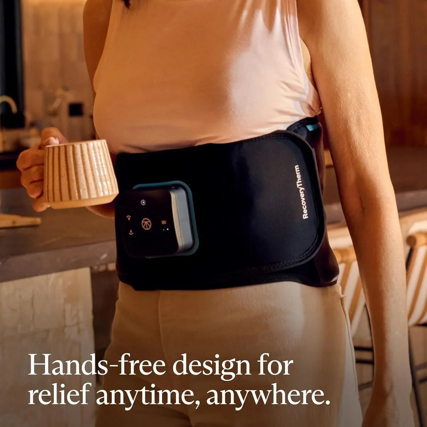 RecoveryTherm Back - Hot Vibration Back and Core Wrap for Athletes - Advanced Hot Vibration for Pain Relief Wrap with Cryothermal Technology - One Size Fits All