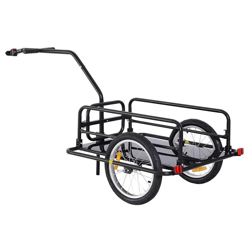 Foldable Bike Cargo Trailer, 80lbs Capacity, 16′′ Wheels, Black, with Hitch