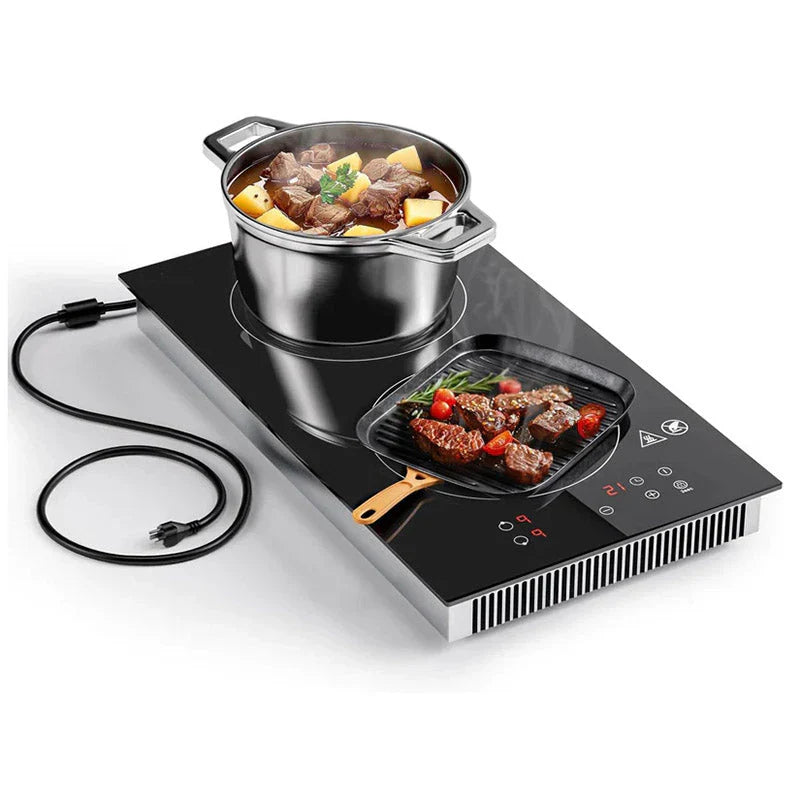 Induction Cooktop 2 Burners, 12 Inch Bulit-in & Countertop Induction Stove with Plug 110V-120V, 9 Power Levels Electric Stove 1800W, Child Lock, Timer, Touch Control for Fast Cooking