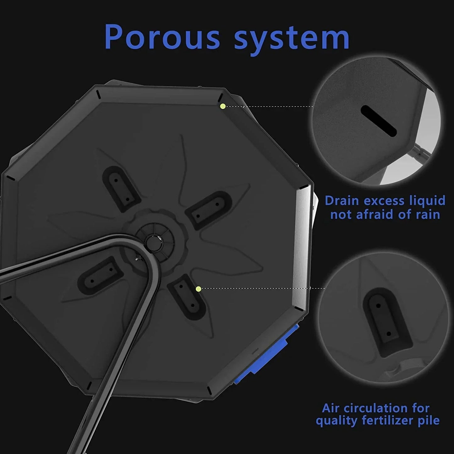Large Compost Tumbler Bin Dual Compartment Better AirCirculation Efficient Compost BPA Free Sturdy Steel Frame 43Gallon (2 21.5Gal) Blue Door
