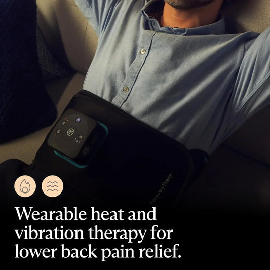 RecoveryTherm Back - Hot Vibration Back and Core Wrap for Athletes - Advanced Hot Vibration for Pain Relief Wrap with Cryothermal Technology - One Size Fits All