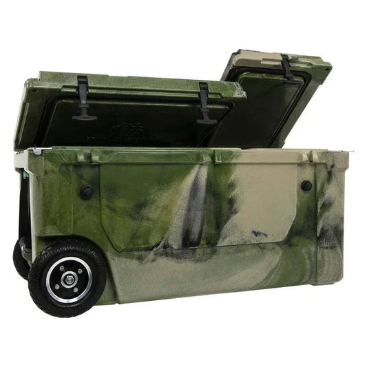 75 Quart Pioneer Dual Compartment Insulated Cooler w/ Wheels Forest Camo