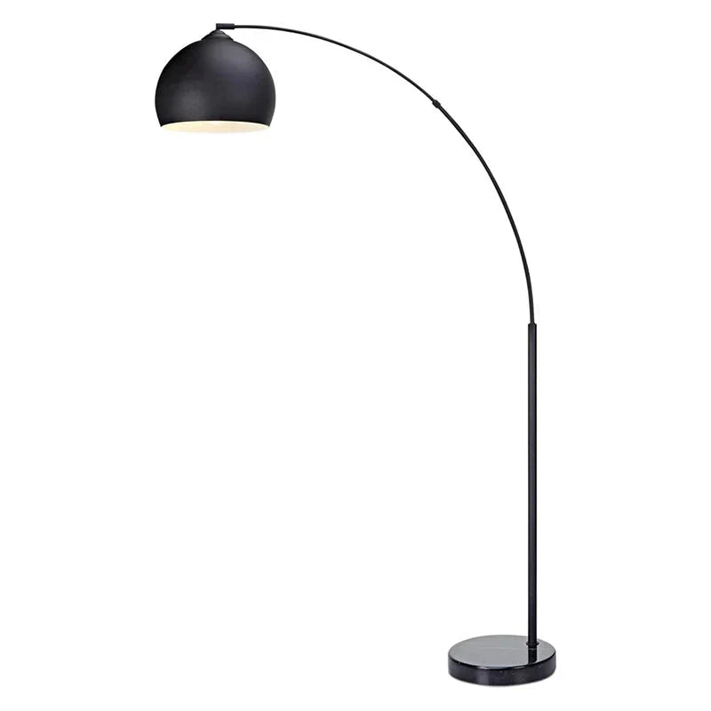 Arc Floor Lamp with Chrome Bell Shade and Faux White Marble Base for Living Room, Home Office, Dining Room, Bedroom