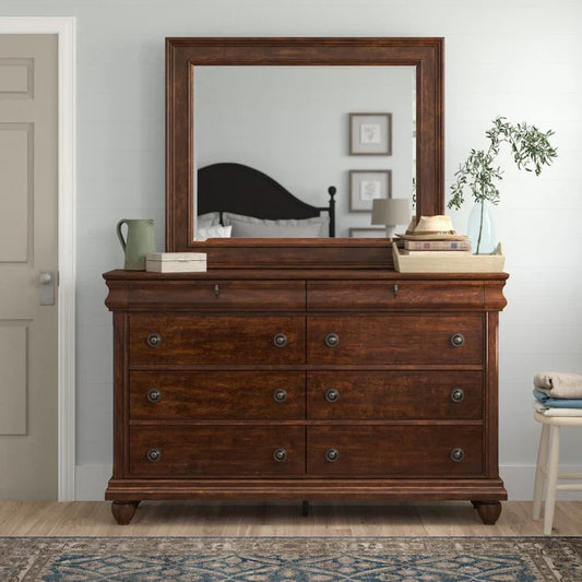 8 Drawer 64'' W Double Dresser With Mirror