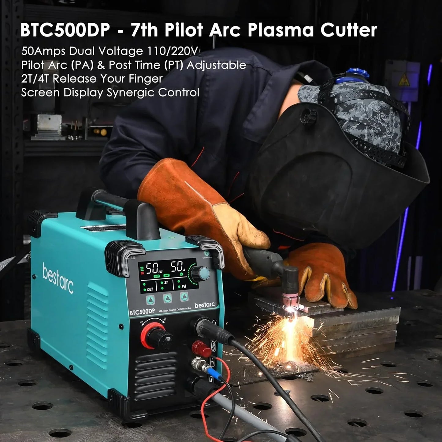 BTC500DP 7th Gen 50A Plasma Cutter, Dual Voltage 110/220V, Digital Display