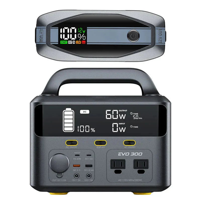 T8 APEX Jump Starter Standard Package and EVO 300 Portable Power Station