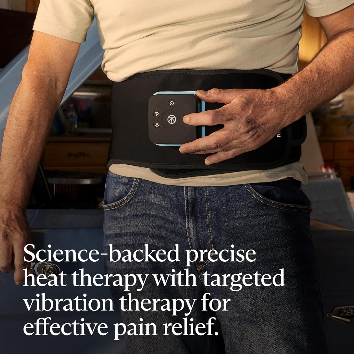 RecoveryTherm Back - Hot Vibration Back and Core Wrap for Athletes - Advanced Hot Vibration for Pain Relief Wrap with Cryothermal Technology - One Size Fits All