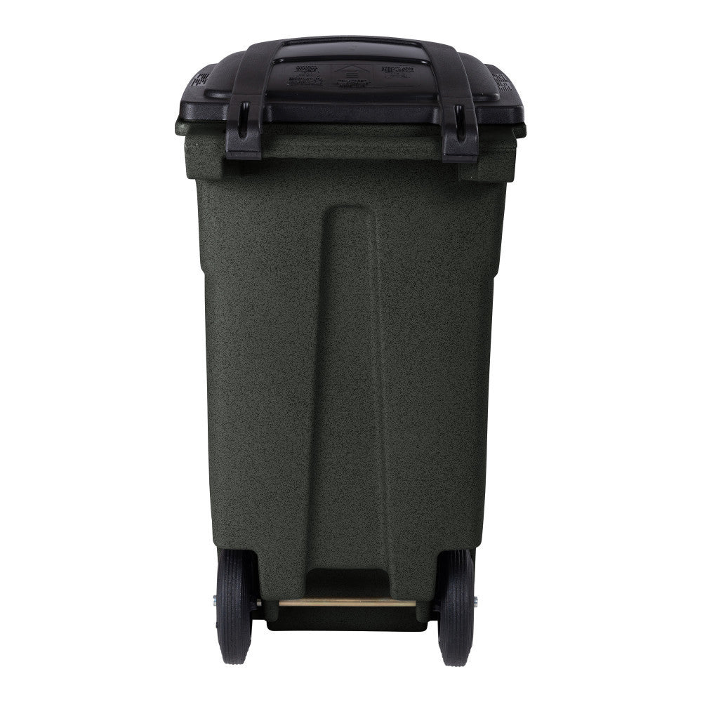 32 Gallon Trash Can, Greenstone, Quiet Wheels, Attached Lid, Durable Recycling Bin