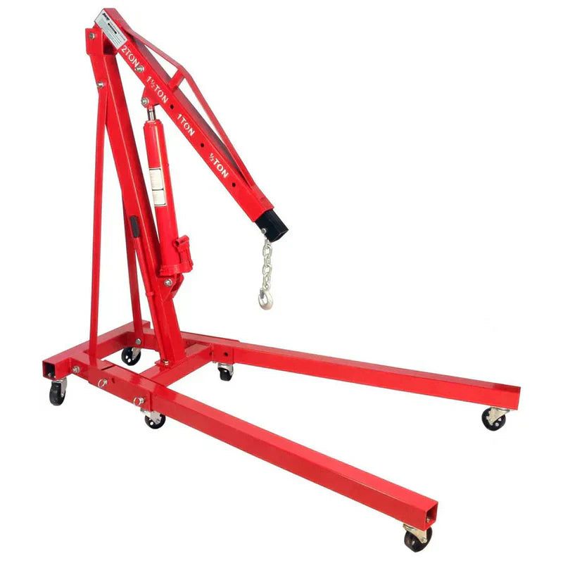 2 Ton Folding Hydraulic Engine Hoist Cherry Picker Shop Crane Hoist Lift with 6 Fully Rotating Caster Wheels