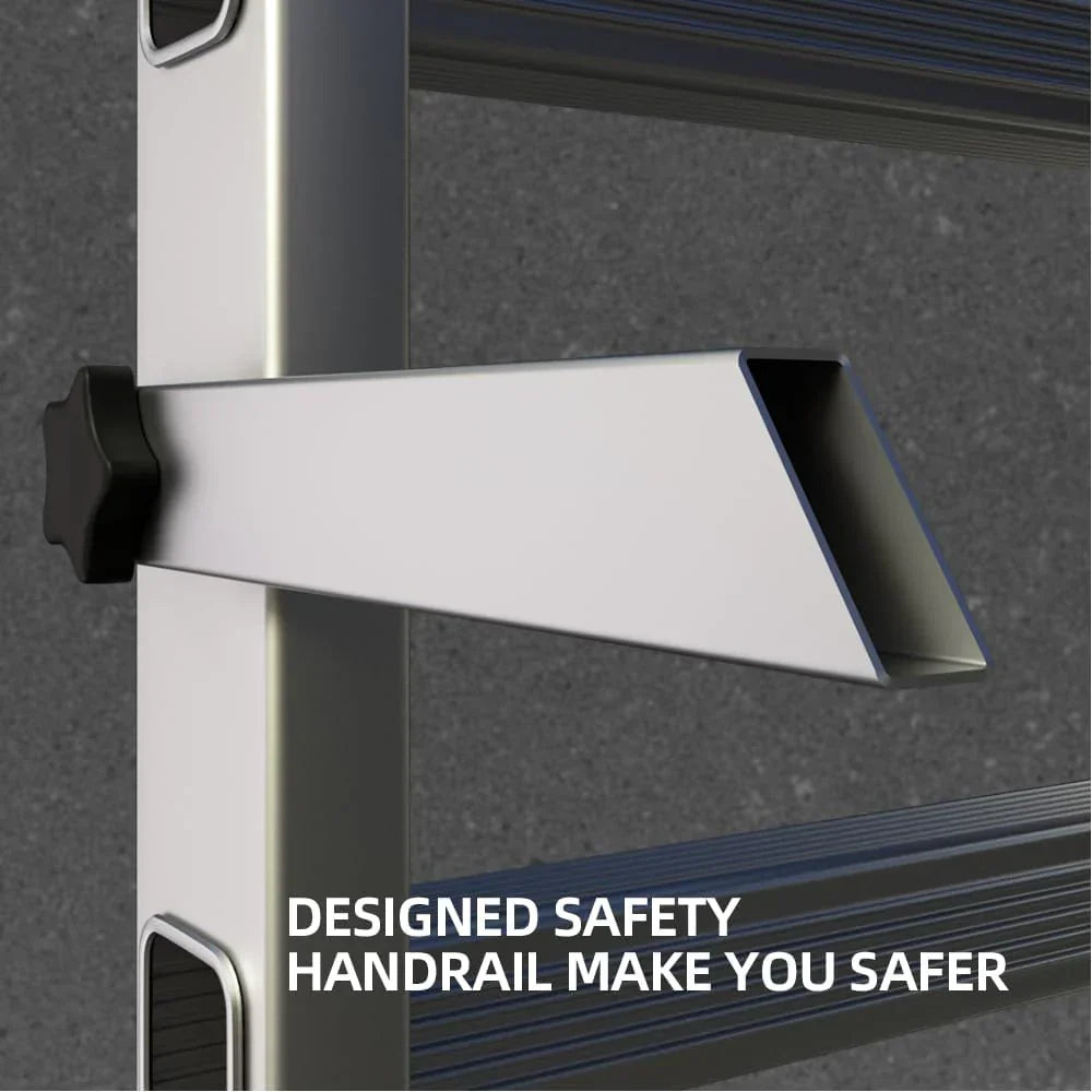 Foldable Scaffolding Ladder, Multipurpose Rolling Work Platform, Scaffold Tower, Ladder Stool Bench, Adjustable Platform, 330 Lbs Duty Rate