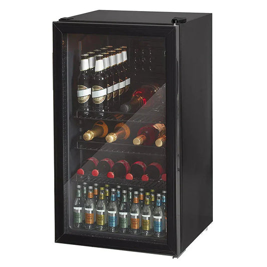 80L Glass Fronted Under Counter Fridge, Wine Beer and Beverage Cooler