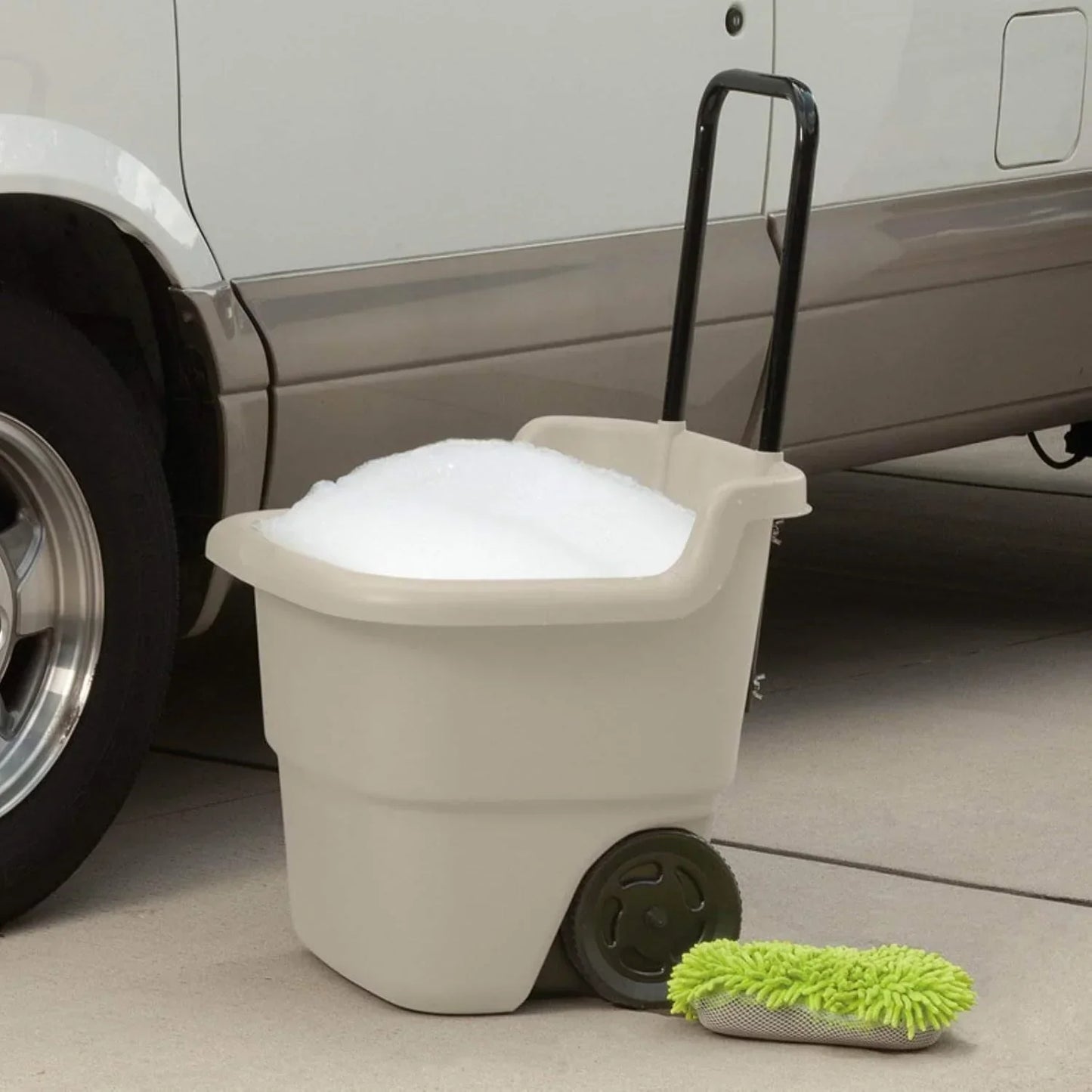 Resin 15.5 Gallon Multi-Purpose Rolling Cart with Wheels, Durable Plastic, Brown/Taupe