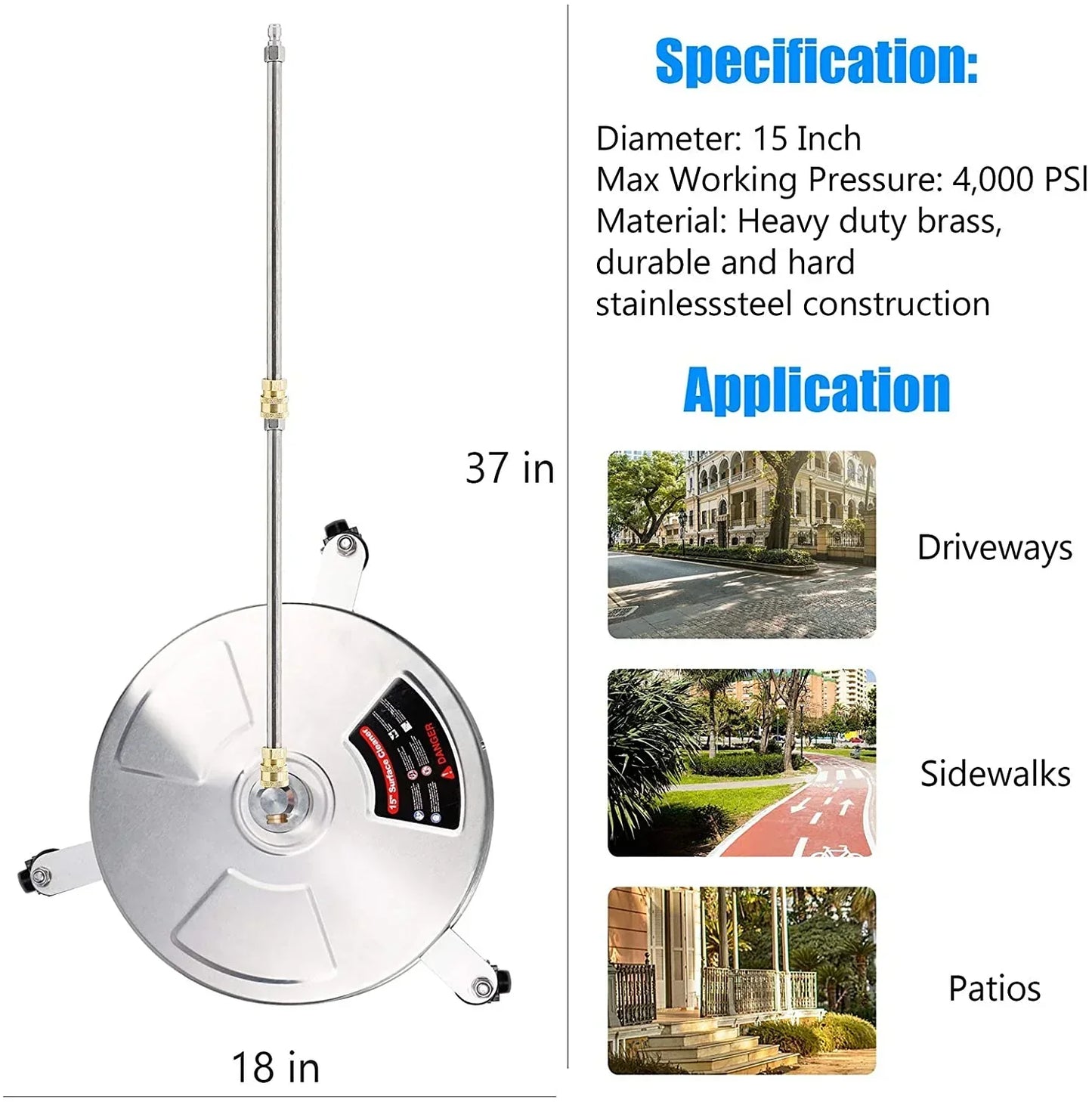 Stainless Steel Housing 1 4 Quick Connector, Power Washer Attachment with 2 Extension Wand, 2 Replacement Nozzles