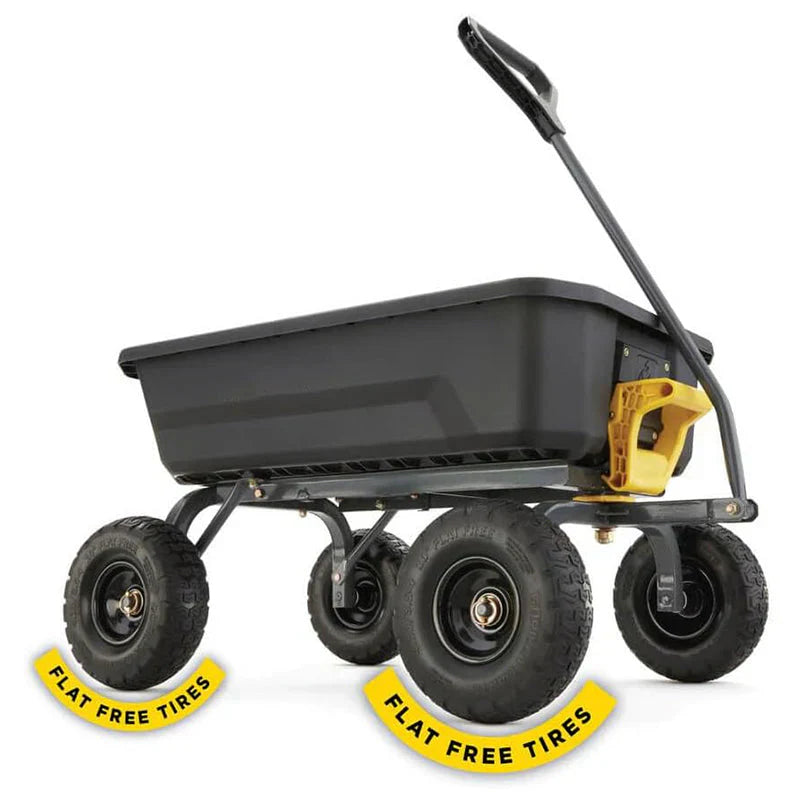 7GCG-NF Heavy-Duty Poly Dump Garden Cart with No-Flat Tires, 7 Cubic Feet, 1200-Pound Capacity, Black, Amazon Exclusive