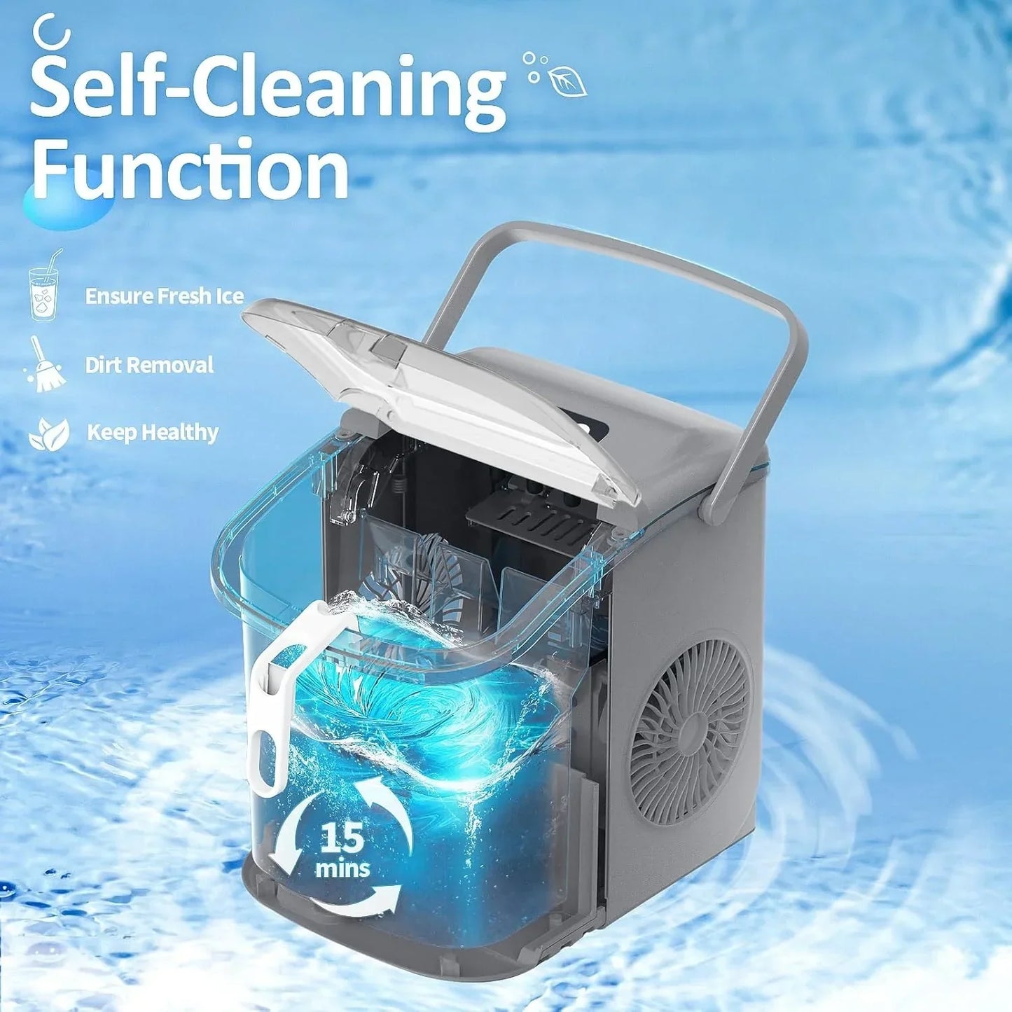 Nugget Ice Makers Countertop, Pebble Ice Machine with Chewable Pellet Ice, 34Lbs/24H, Self-Cleaning, Sonic Ice, One-Click Operation, for Kitchen,Office Stainless Steel Black