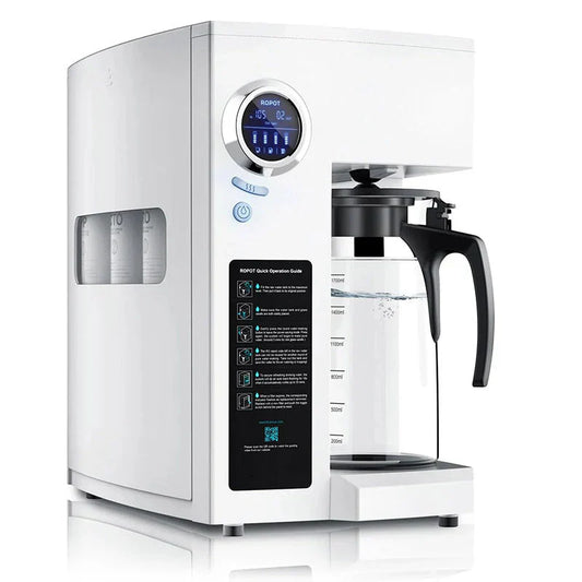 RO100ROPOT-UV Reverse Osmosis System Countertop Water Filter - 6 Stage Purification with UV and Remineralization, Counter RO Filtration, Portable Water Purifier
