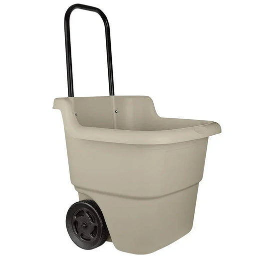 Resin 15.5 Gallon Multi-Purpose Rolling Cart with Wheels, Durable Plastic, Brown/Taupe