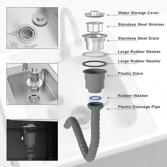 Outdoor Grill Table with Stainless Steel Sink - Metal Grill Cart Kitchen Island