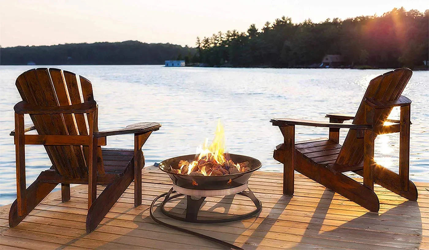 Portable Propane Fire Pit, 21-inch, 58,000 BTU with Fire Pit Cover & Carry Kit, Smokeless Gas Firebowl