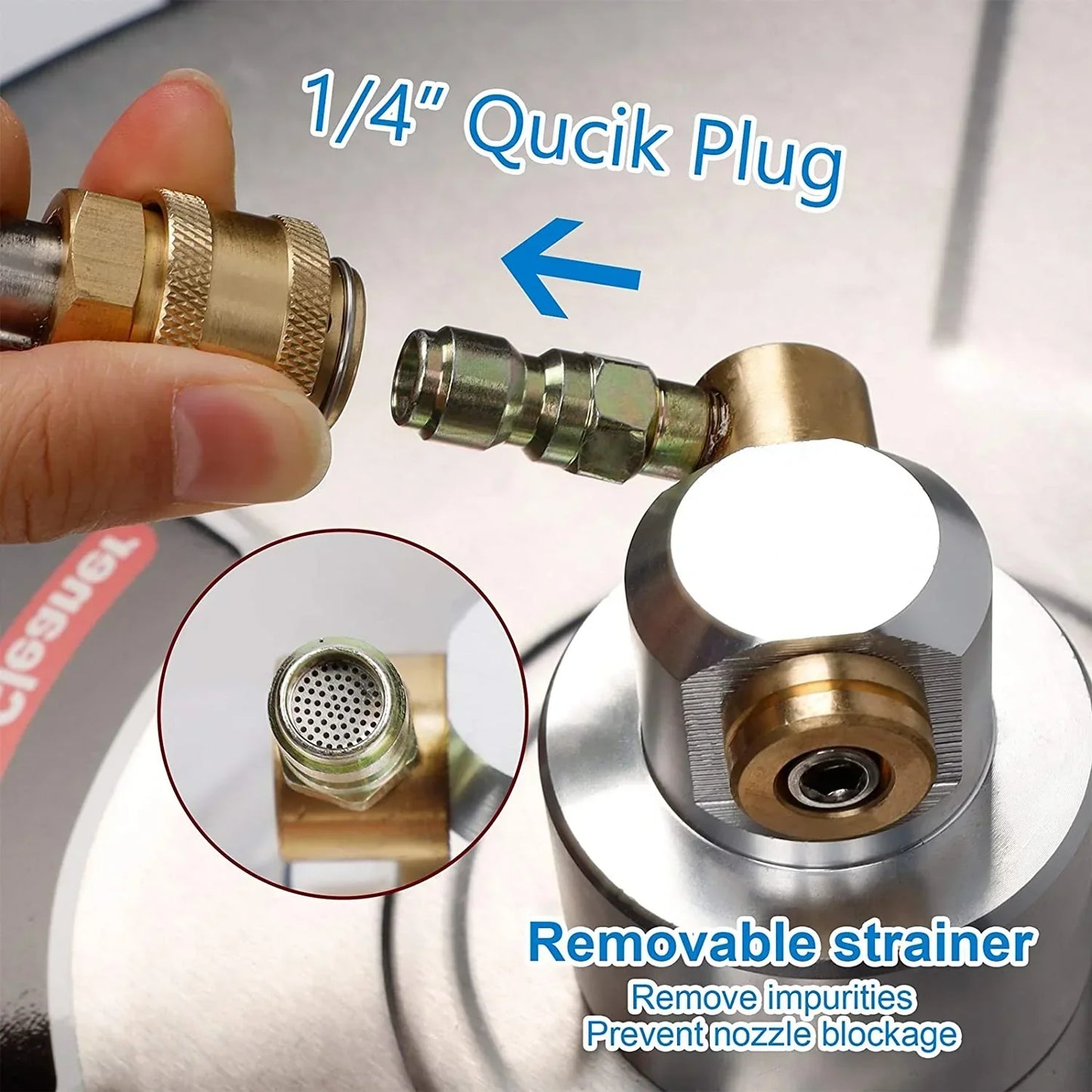 Stainless Steel Housing 1 4 Quick Connector, Power Washer Attachment with 2 Extension Wand, 2 Replacement Nozzles