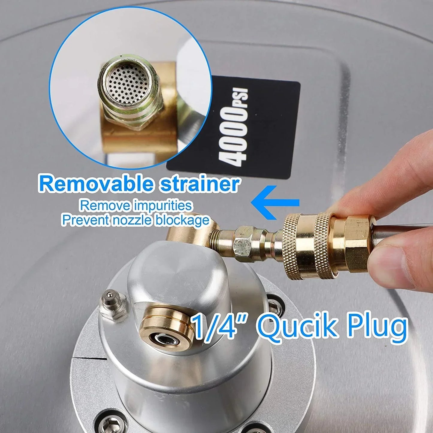 Stainless Steel Housing 1 4 Quick Connector, Power Washer Attachment with 2 Extension Wand, 2 Replacement Nozzles