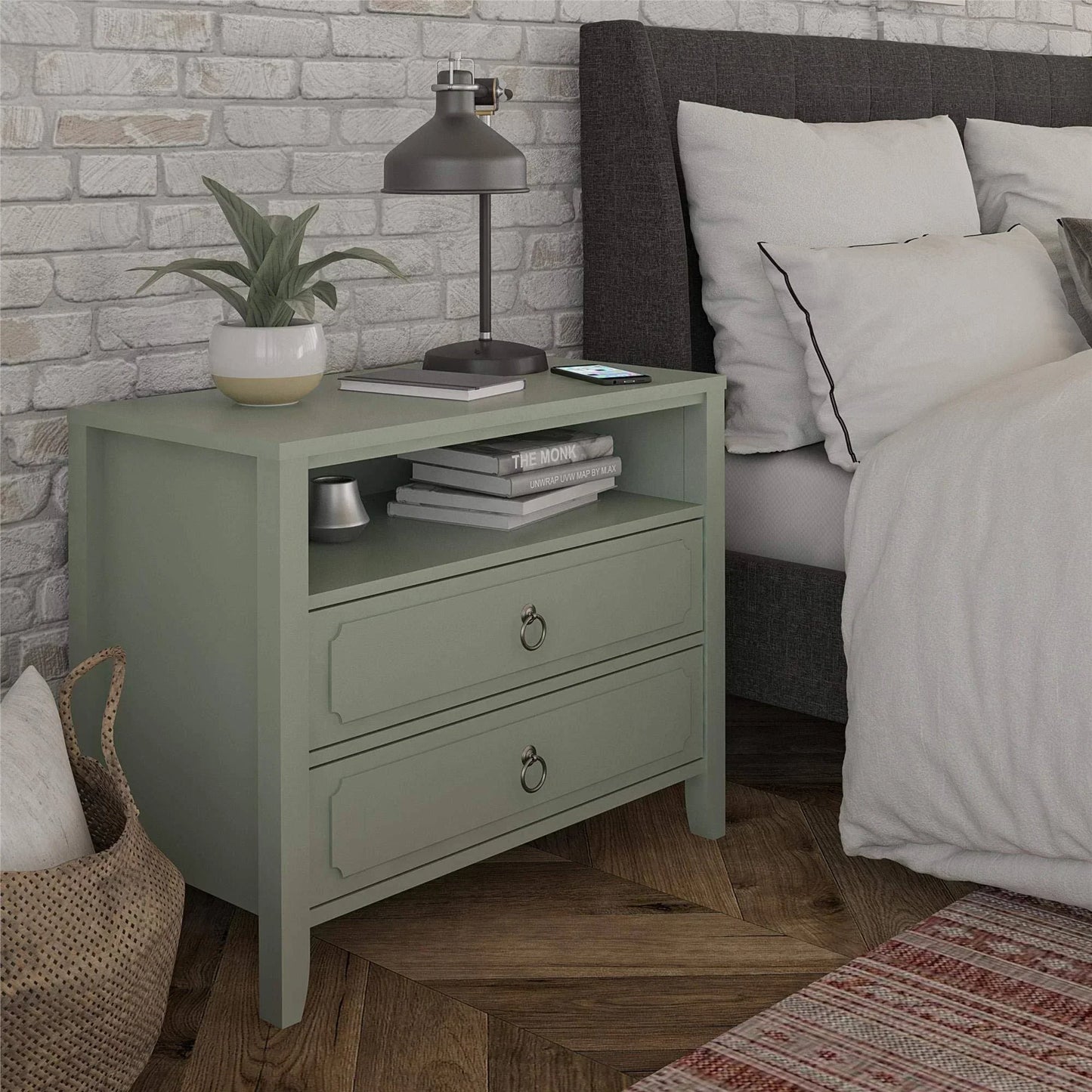 Drawer Nightstand, Green