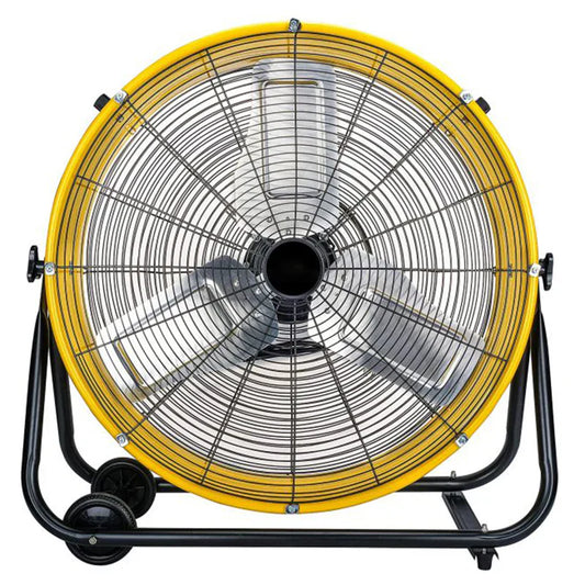 24 Inch Grade UL Listed High Velocity Movement Heavy Duty Drum 3 Speed Air Circulator Fan 7800 CFM Industrial, Commercial, Residential, and Greenhouse Use, Yellow