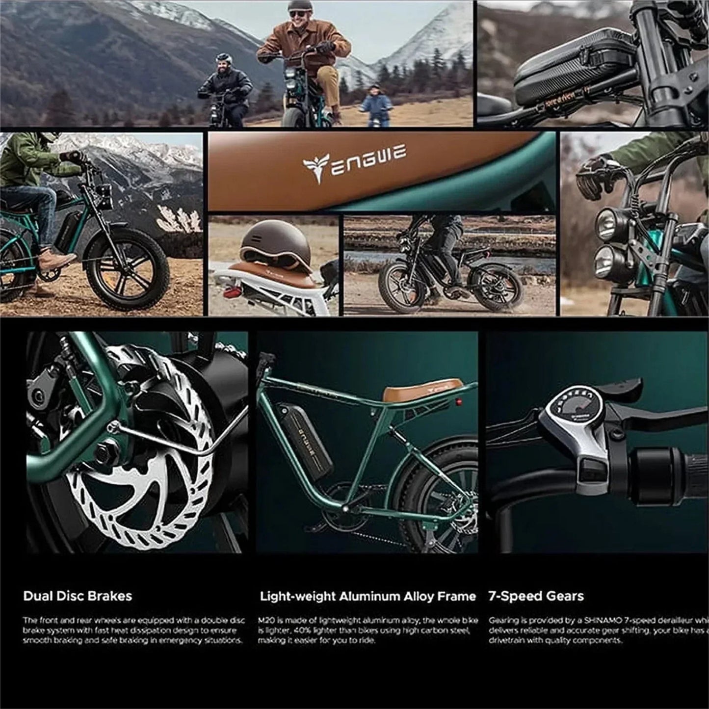 1000W Electric Bike for Adults, Retro-Style, 28mph, 94 Miles Range, 20′′x4.0′′ Fat Tires, Full Suspension, UL Certified