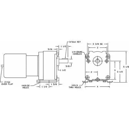 3M327 AC Gearmotor, 6.1 RPM, TEFC, 115V