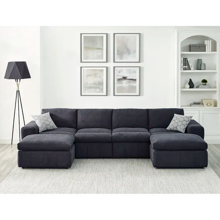 134" Wide Reversible Modular Sectional with Ottoman