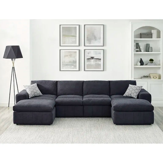 134" Wide Reversible Modular Sectional with Ottoman